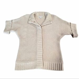 Banana Republic~Wool Blend~Tan~Short Sleeve~Chunky Knit~Cardigan~LagenLook~XS
